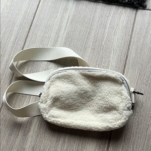 Cozy White Sherpa Crossbody Bag